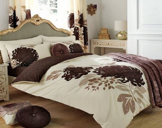 ZEDWarehouse 3PC KEW CREAM amp; NATURAL DOUBLE SIZE BEDDING BED DUVET COVER QUILT SET WITH PILLOWCASES