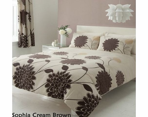 ZEDWarehouse 3PC SOPHIA CREAM BROWN KING SIZE BEDDING BED DUVET COVER QUILT SET WITH PILLOWCASES
