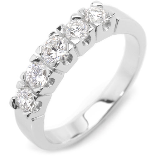 Zeetec 0.75 Carat Round Cut Diamond Half Eternity Ring in 18 Ct White Gold