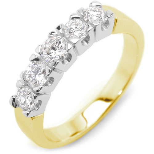 0.75 Carat Round Cut Diamond Half Eternity Ring in 18 Ct Yellow Gold
