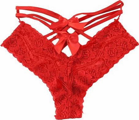 Lingerie Lace Bow-knot Briefs Underwear Panties Sexy Ladies Knickers Red