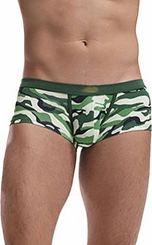 Zehui Mens Boxers Modal Underwear Low Rise Camouflage Underpants Green TagL