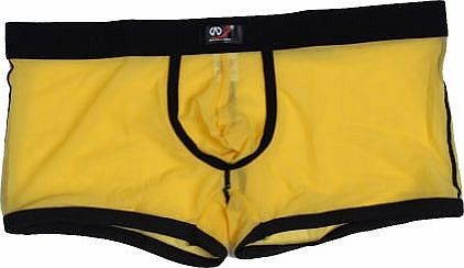 Zehui Mens See Through Boxer Underwear Bikini Smooth Mesh Briefs Yellow Tag M