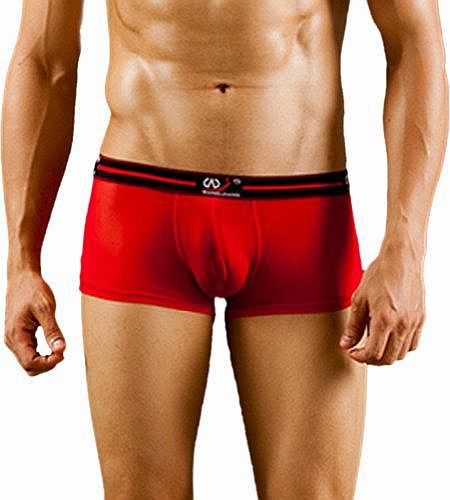 Zehui Sexy Mens Solid Color Shorts See Through Boxer Underwear Red Tag L