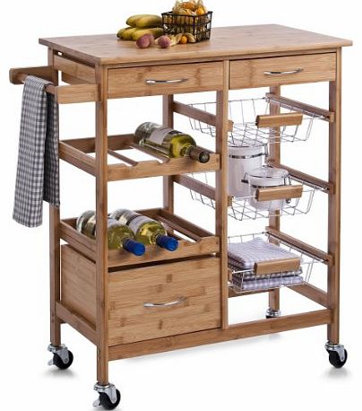 Zeller 13775 Kitchen Trolley with Bamboo Top 66 x 38 x 84 Bamboo