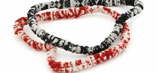 Pack of 2 Red amp; Black Nordic Ski Scrunchie Style Head Bands by Zest