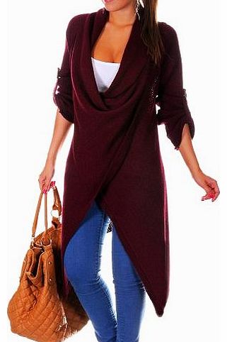 Zeta Ville Ladies Knitted Tucked Sleeve Cardigan Wrap Coat 277z Crimson