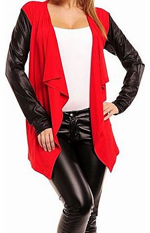 Zeta Ville Fashion Zeta Ville Womens Eco Leather Long Sleeeve Waterfall Jacket Cardigan Cape 098z