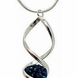 Premium Quality PEACOCK BLUE Crystal 925 Sterling Silver Shamballa 10mm NECKLACE PENDANT with 45cm 18 inch LINK Chain FREE ORGANZA BAG