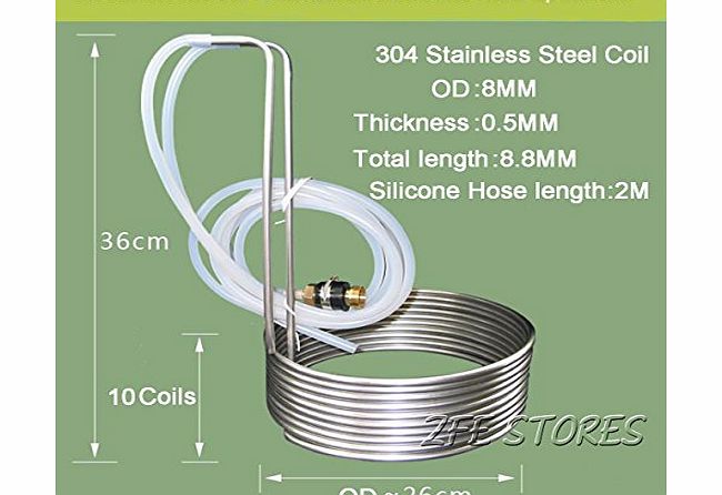 ZFE 8.8M Stainless Steel Coil Cooler Wort Immersion Chiller Beer Brewing Equipment