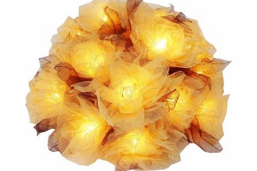Zhambala 20 Lovely Cream Carnation Fair Trade Quality Flower String Fairy Lights - Fair Trade - Free Postage