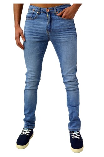Zico Mens Jeans Super Skinny Stretch Waist 30 Leg 34 Light Blue