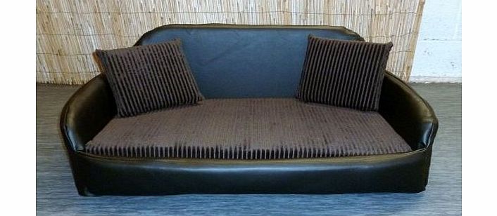 Zippy Faux Leather Sofa Dog Bed - Large - Black/Brown Jumbo Cord