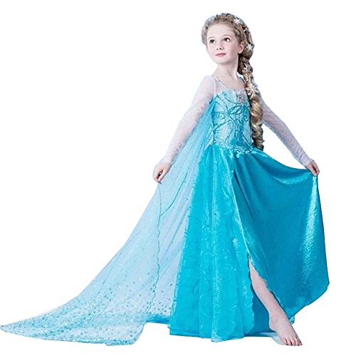 Stunning Girls Dresses Elsa Cosplay Costume Princess Dress Party Christmas Gift