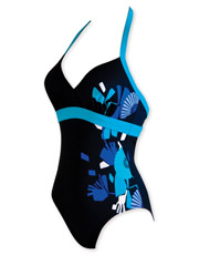 Zoggs Orient Halterneck Swimsuit - Black and Jade