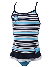 Zoggs Tots Girls Henley Skirted Swimsuit - Blue Stripe