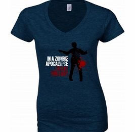 Zombie Apocalypse Navy Womens T-Shirt XX-Large