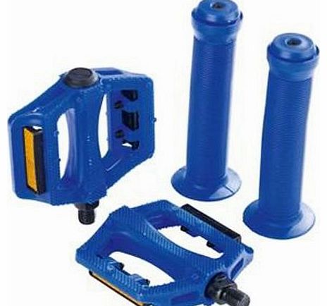 BMX Bike 1/2`` Pedals & 22.2mm Handlebar Grips Set - Blue