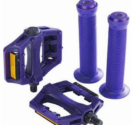 BMX Bike 1/2`` Pedals & 22.2mm Handlebar Grips Set - Purple