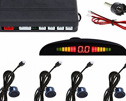 Zone Tech 4 Black Car Reversing Parking Sensors System Buzzer With Colour LED Display