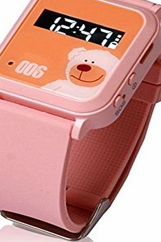 Zonman Cartoon Bear GPS Tracker SOS GPRS Tracking Smart power-saving Wireless Bluetooth Bracelet Watch Phone with Microphone for Kids (Pink)