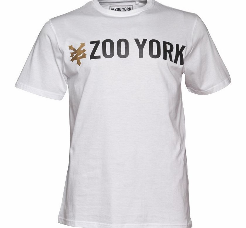 ZOO YORK Mens Grand Text Logo T-Shirt White
