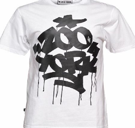 ZOO YORK Mens Statue Graffiti Logo T-Shirt White