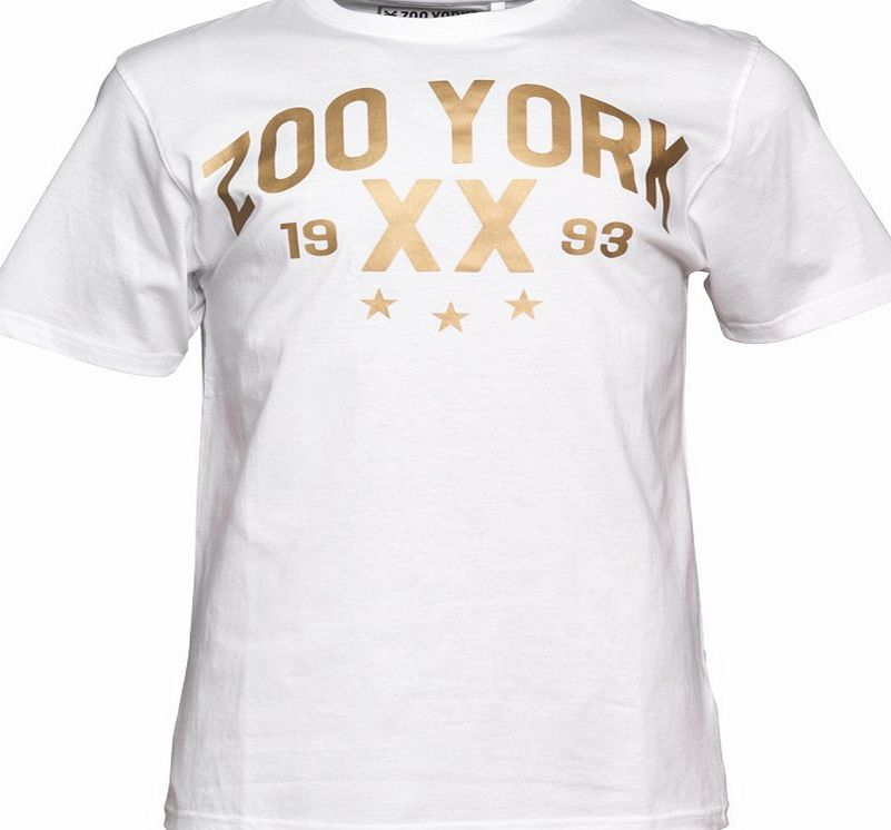 ZOO YORK Mens Yankee Text Logo T-Shirt White