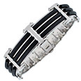 Zoppini Black - Stainless Steel & Rubber Link Bracelet