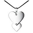 Zoppini Double Heart Stainless Steel Pendant w/Lace
