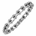 Men` Polished Stainless Steel and Rubber Chain Link Bracelet