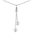 Zoppini Pearl and Zircon Drop Sterling Silver Necklace