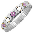 Zoppini Stainless Steel and 18 K Gold Bracelet with semi-Precious Amethyst Stones