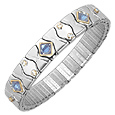 Zoppini Stainless Steel and 18 K Gold Bracelet with semi-precious Aquamarine Stones