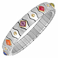 Zoppini Stainless Steel and 18 K Gold Bracelet with Semi-Precious Multi-Color Stones