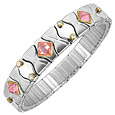 Zoppini Stainless Steel and 18K Gold Bracelet with semi-Precious Pink Stones