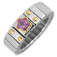 Zoppini Stainless Steel and Gold Amethyst Star Ring