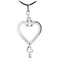 Zoppini Stainless Steel Heart and Key Pendant w/Lace