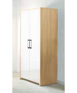 2 Gloss Door Robe - Oak and White