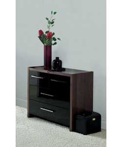 2 Wide 2 Narrow Drawer Chest - Walnut and Black