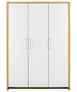 3 Door Robe - Oak and White Gloss