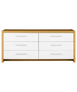 6 Drawer Chest - Oak and White Gloss