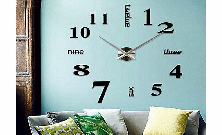 Contemporary DIY Modern 3D Frameless Wall Large Clock 40`` Awesome Self Design Wall Clock-Roman Numeral (Black)