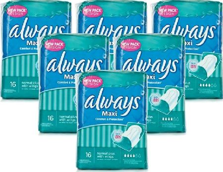 Always, 2102[^]0099483 Maxi Normal Plus With Wings - 6 Pack