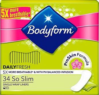 Bodyform, 2041[^]10087259 Daily Fresh Liners So Slim Wrapped x34