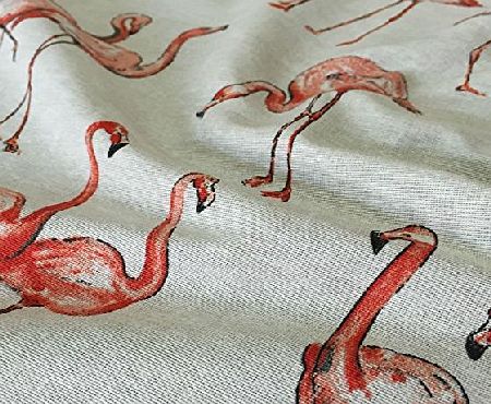 I Want Fabric FLAMENGOS - VINTAGE LINEN LOOK COUNTRY SIDE ANIMALS DIGITAL PRINT COTTON BLEND RUSTIC DESIGNER HENS HARES FLAMENGOS HORSE PHEASANT MATERIAL UPHOLSTERY FABRIC