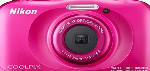 Nikon COOLPIX S33 Compact Digital Camera - Pink (13.2 MP, CMOS Sensor, 3x Zoom) 2.7 -Inch LCD