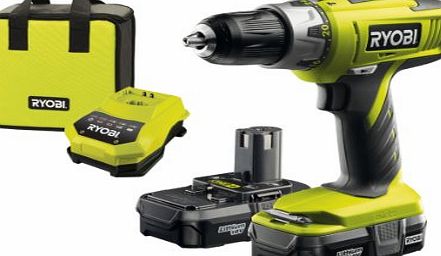 Ryobi ONE  Cordless Combi Drill with 2 x 1.3A Batteries and 45 Minute Charger, 18V