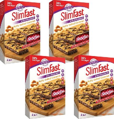 Slim Fast, 2102[^]0139027 SlimFast Nutty Salted Caramel 4 Packs of 4 x 60g