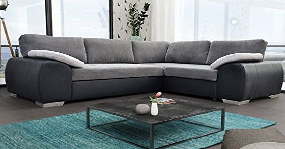 SOFAS AND MORE Colorado Corner Sofabed Suite Couch Corner Group in Black/Grey Left or Right (Right, Black/Grey)